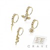 8PCS OF ASSORTED CZ DANGLE 316L SURGICAL STEEL O-RING NOSE HOOP BOX
